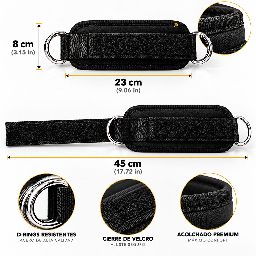 Tobilleras para Polea con Doble Anilla D – Ajustables