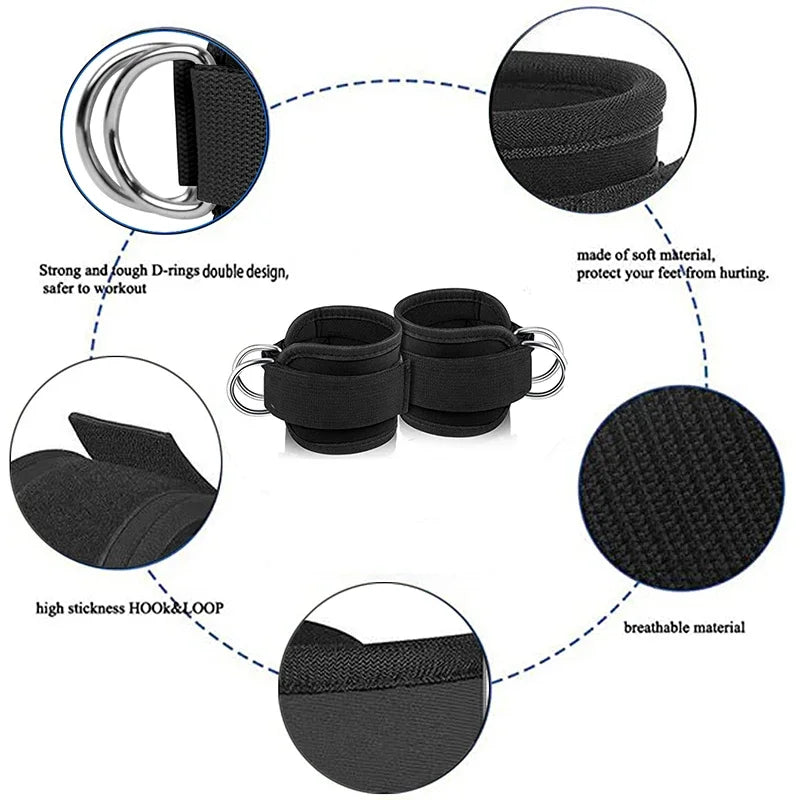 Tobilleras para Polea con Doble Anilla D – Ajustables